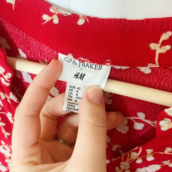 GP & JBaker for H&M Red Floral Tunic Size 8 - Picture 3 of 7
